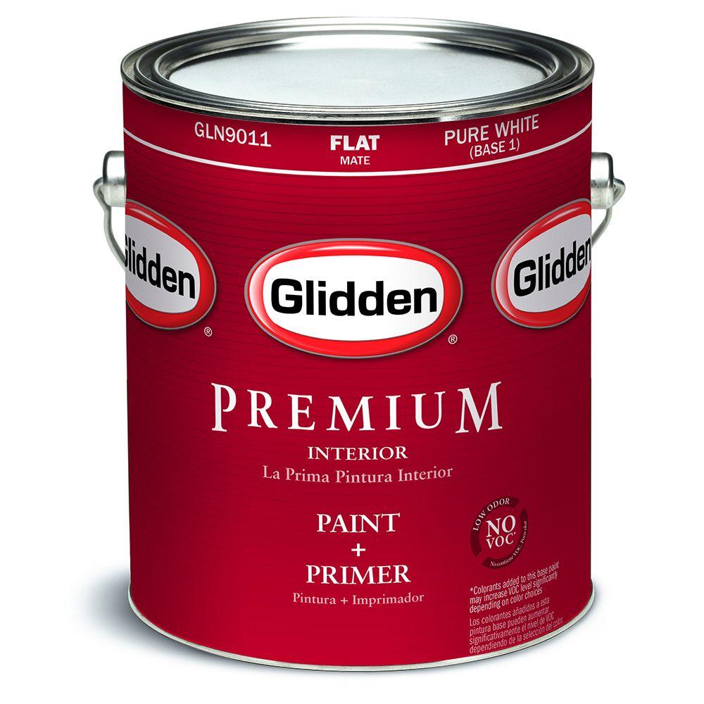 Glidden  Premium 1 gal Pure White Flat Interior Paint  