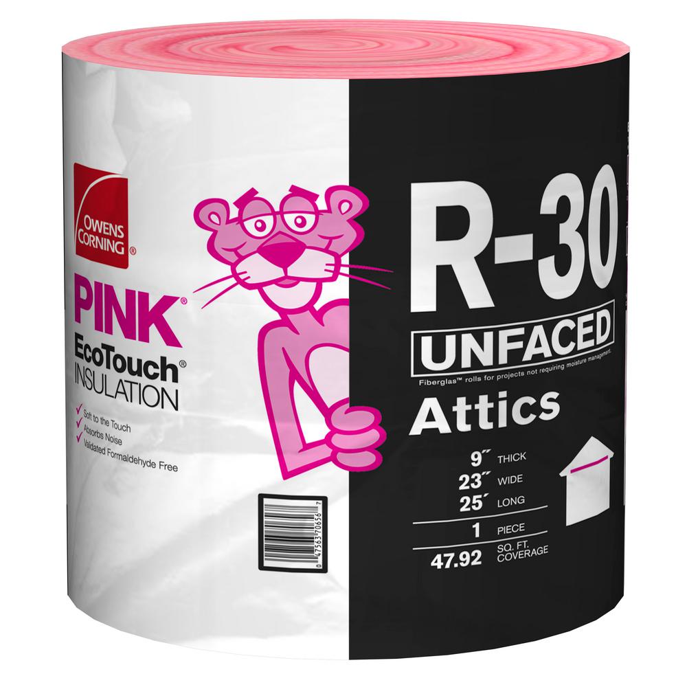 Owens Corning R-30 EcoTouch PINK Unfaced Fiberglass Insulation Roll 23 ...