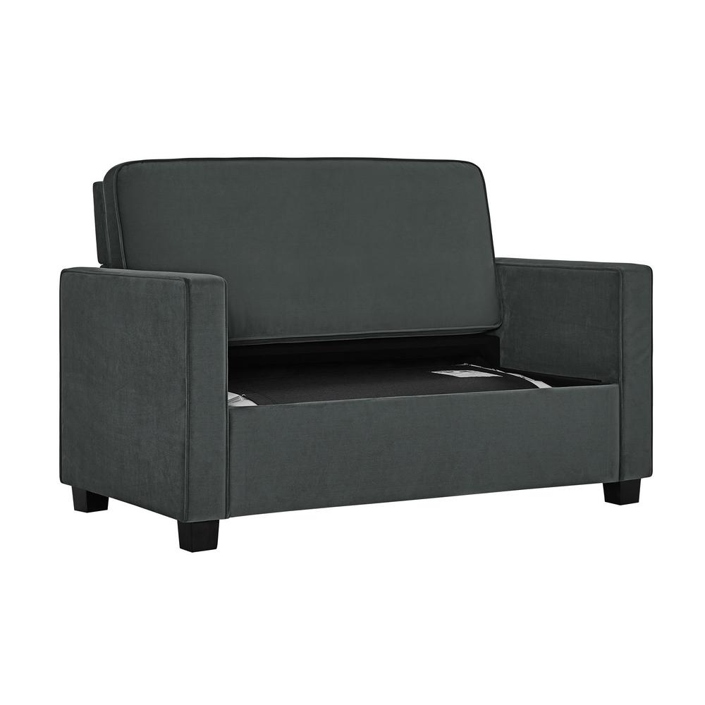 Casey Twin Size Grey Velvet Sleeper Sofa 2153459 The Home Depot Twin Size Grey Velvet Sleeper Sofa