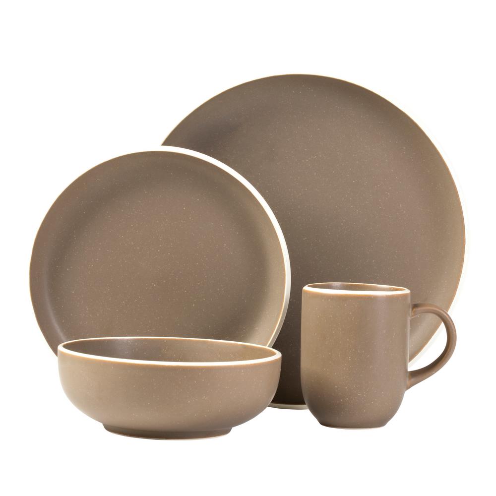 Sango Tailor Suede 16-Piece Dinnerware Set 3659BR800ACN44 - The Home Depot