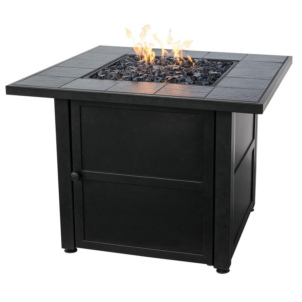 Uniflame 31 5 In W X 31 5 In D Black Slate Ceramic Tile Lp Gas