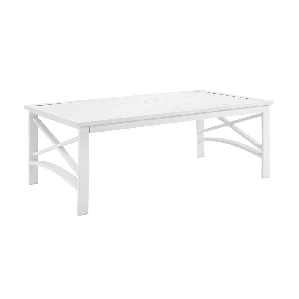 CROSLEY Kaplan White Rectangle Metal Outdoor Coffee Table ...