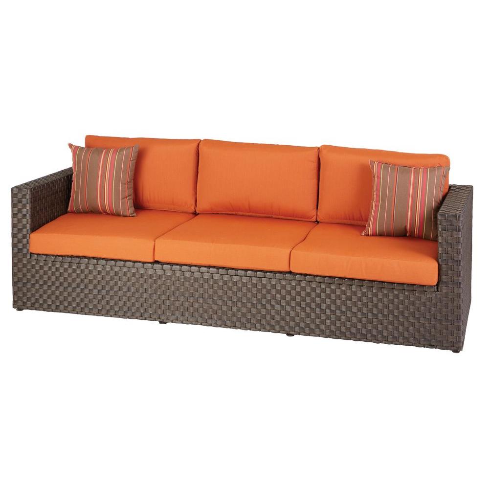 Hampton Bay Moreno Valley Patio Sofa with Sunbrella Canvas ...