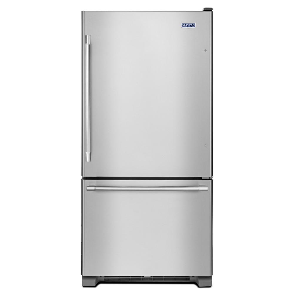 Maytag 22 Cu Ft Bottom Freezer Refrigerator In Fingerprint Resistant   Fingerprint Resistant Stainless Steel Maytag Bottom Freezer Refrigerators Mbf2258fez 64 1000 