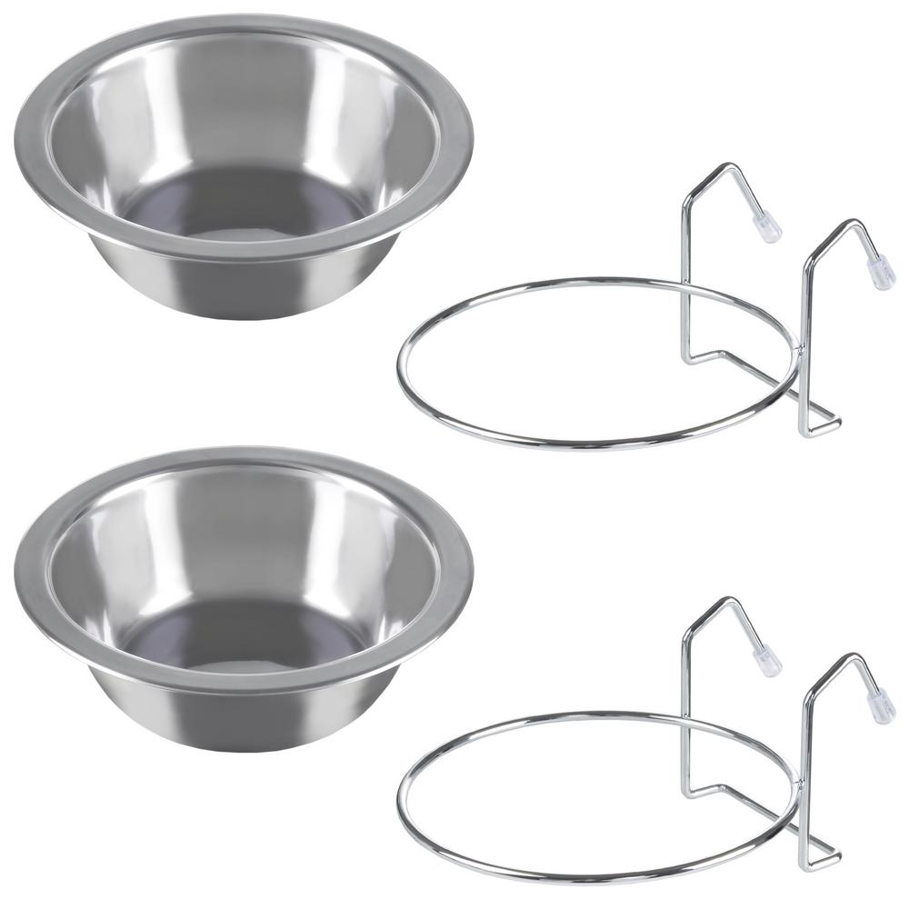 Stainless Steel Hanging Pet Bowls for Dogs and Cats- Cage Kennel and Crate Feeder Dish for