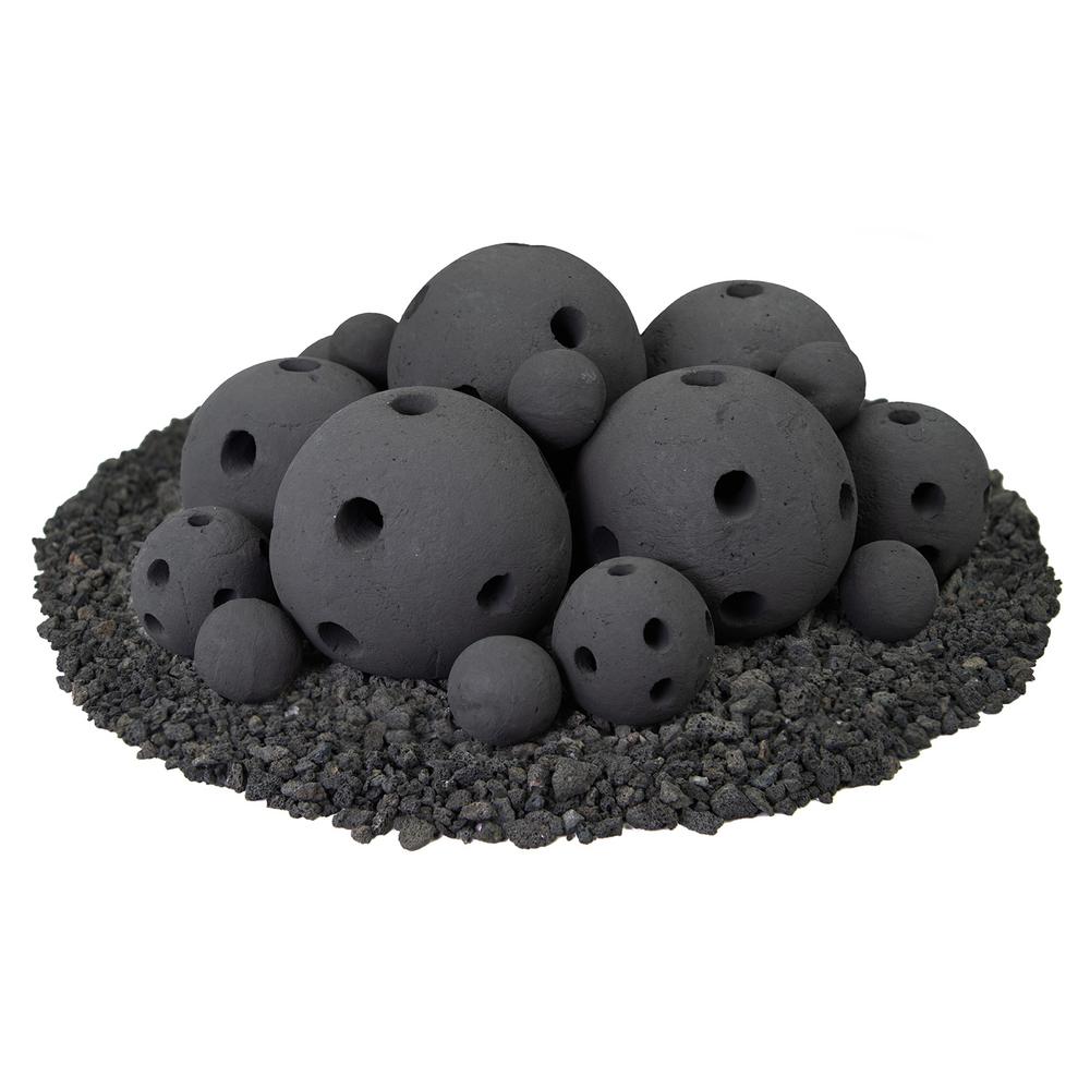 Mixed Set of 18 Hollow Ceramic Fire Balls in Midnight ...