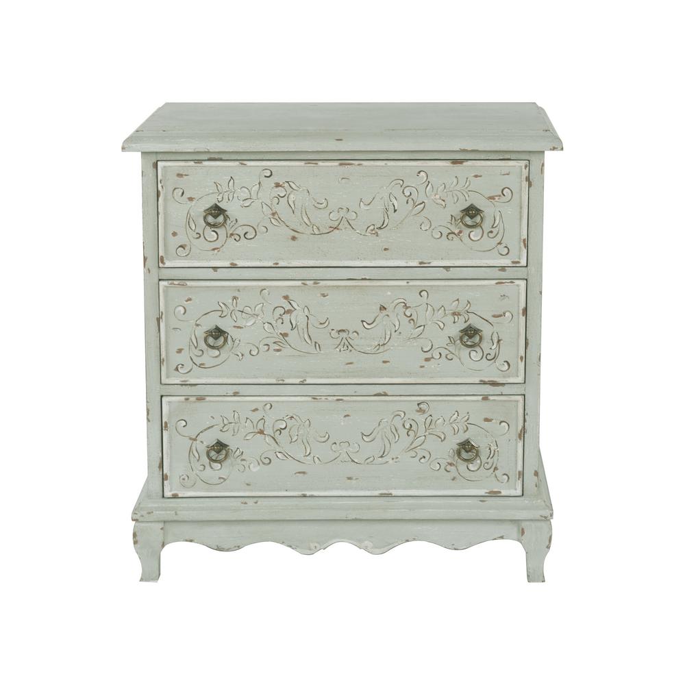Homefare Hand Painted Weathered Sage Green 3 Drawer Accent Chest Ds Hand Painted Weathered Sage Green 3 Drawer Accent Chest