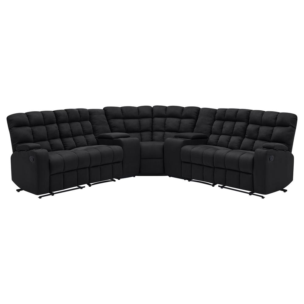 Prolounger 7 Piece Black Microfiber 4 Seater Curved Power Reclining Sectional Sofa With Storage Consoles A149518 The Home Depot - Microfiber Sectional Sofa With Recliner And Chaise Prolounger 7 Piece Black Microfiber 4 Seater Curved Power Reclining Sectional Sofa With Storage Consoles A149518 The Home Depot - Microfiber Sectional Sofa With Recliner And Chaise