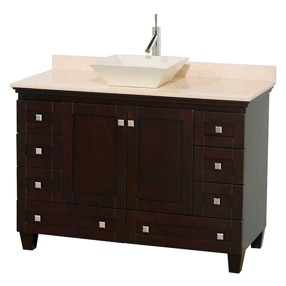Wyndham Collection Acclaim 48 in. W Vanity in Espresso with Marble Vanity Top in Ivory and Bone