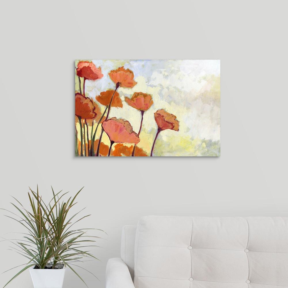 Greatbigcanvas 24 In X 16 In Poppies In Cream By Jennifer Lommers Canvas Wall Art 1047453 24 24x16 The Home Depot
