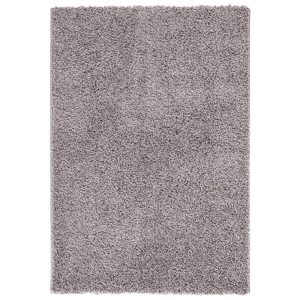 Berrnour Home Plush Solid Shaggy Grey 8 ft. x 10 ft. Shag Area RugPLS27638X10 The Home Depot