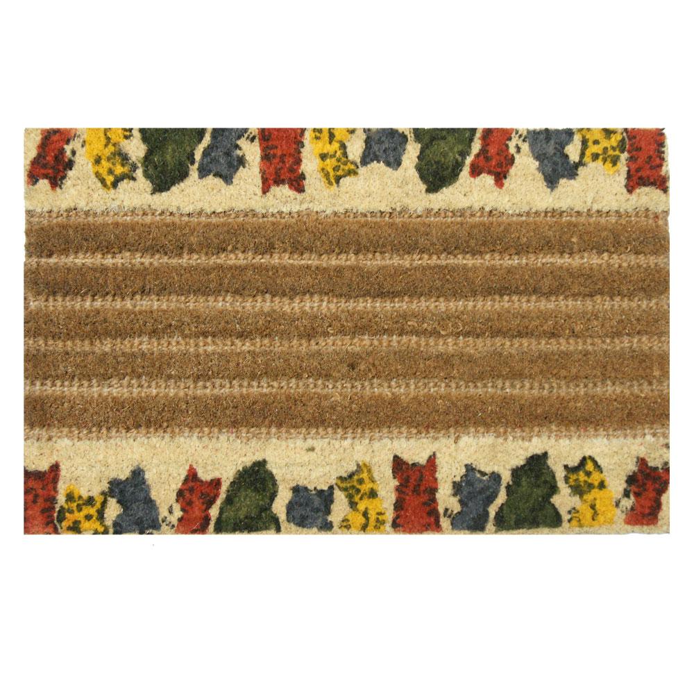 Rubber Cal Kitty Cat 18 In X 30 In Coir Door Mat