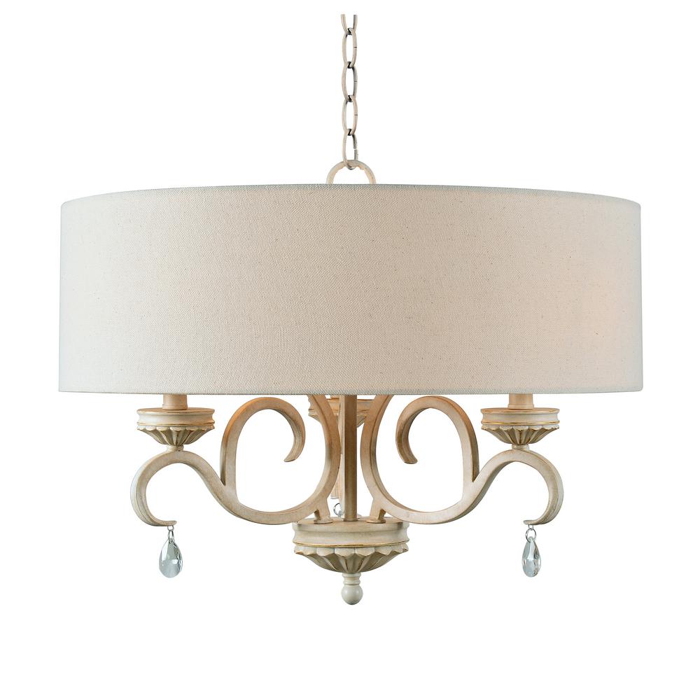 Kenroy Home Marcella 3 Light Weathered White Chandelier With Kenroy Home Marcella 3 Light Weathered White Chandelier With Shade