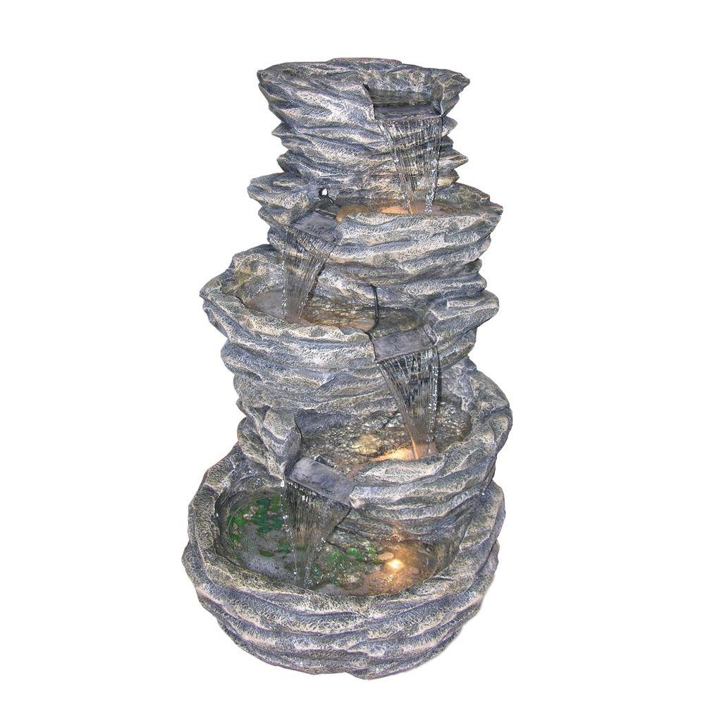 Alpine 5-Level Rock Pond Fountain with 4 Halogen Lights-GIL110 - The ...