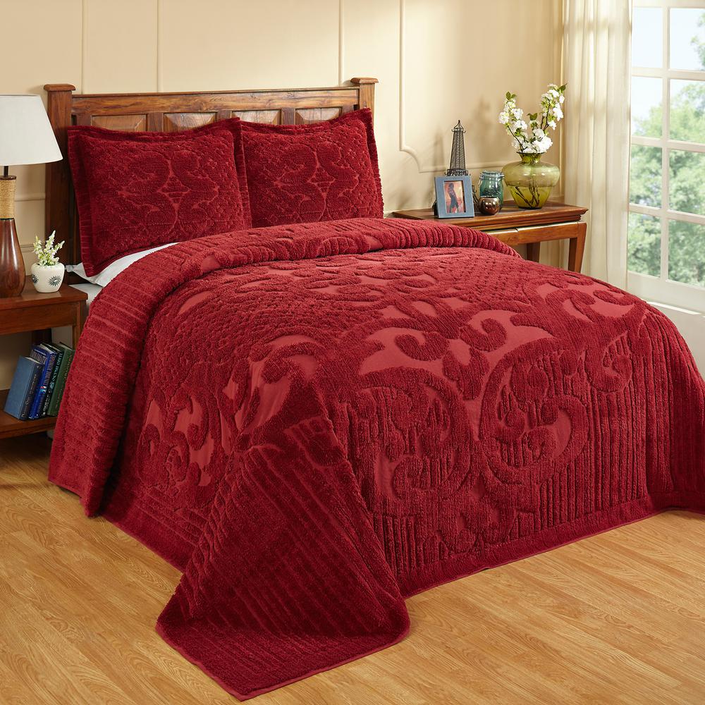 Better Trends Ashton 102 In X 110 In Queen Burgundy Bedspread Ss