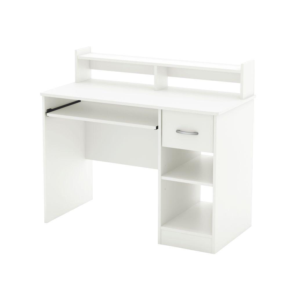 South S Axess Pure White Desk With Hutch 7250076c The Home Depot South S Axess Pure White Desk With