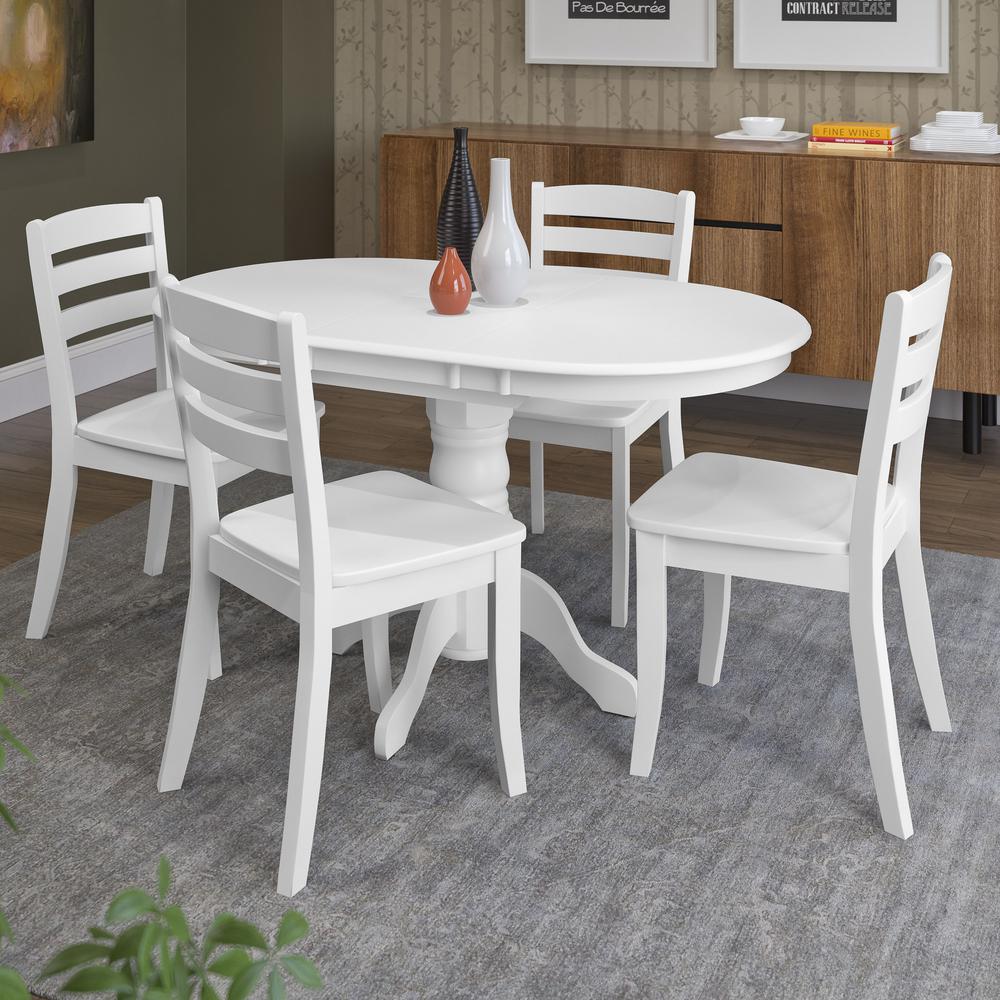 Yes Corliving White Dining Room Sets Kitchen Dillon 5 Piece Extendable White Wooden Dining Set