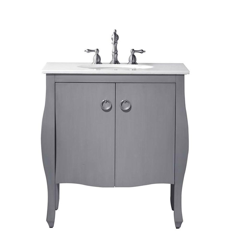 Home Decorators Collection Savoy 31 In W X 22 D Bath Vanity Antique Grey With White Marble Top Sink