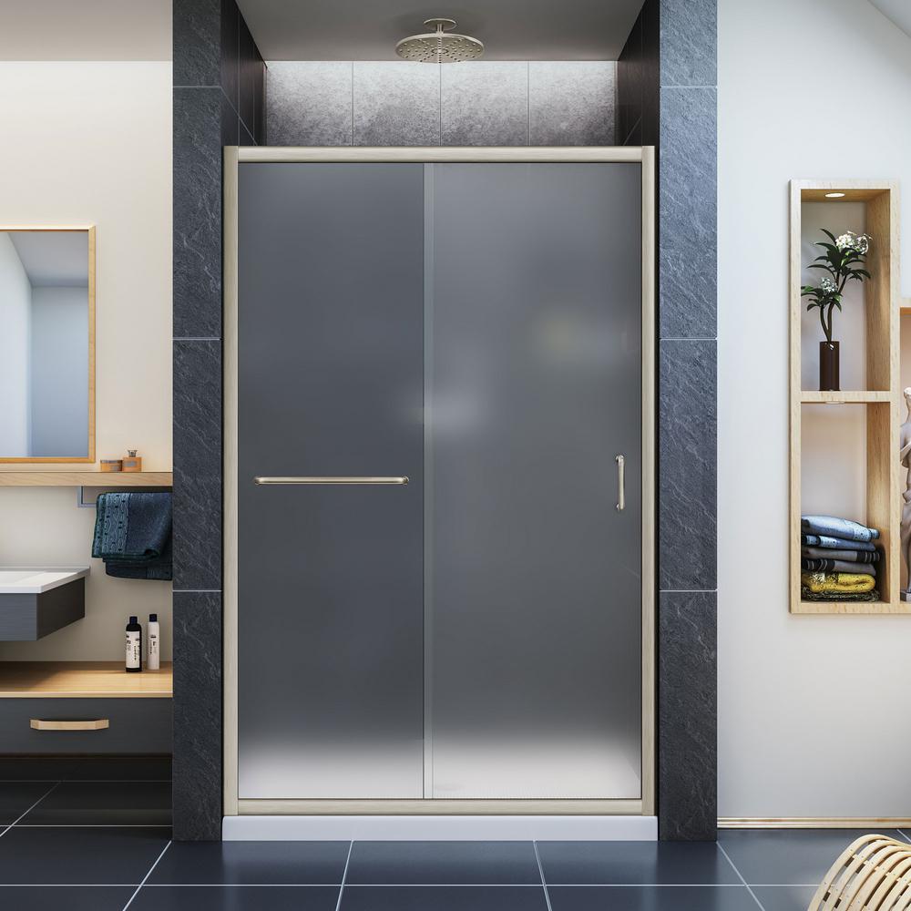 Dreamline Frosted Shower Doors Showers The Home Depot Infinity Z 44 To 48 In X 72 Semi