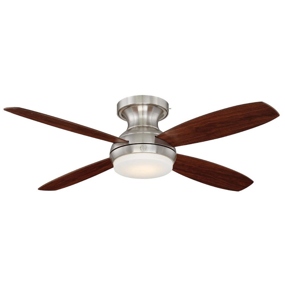 Ge Pierson 52 In Led Indoor Brushed Nickel Ceiling Fan With Skyplug Technology With Remote Control