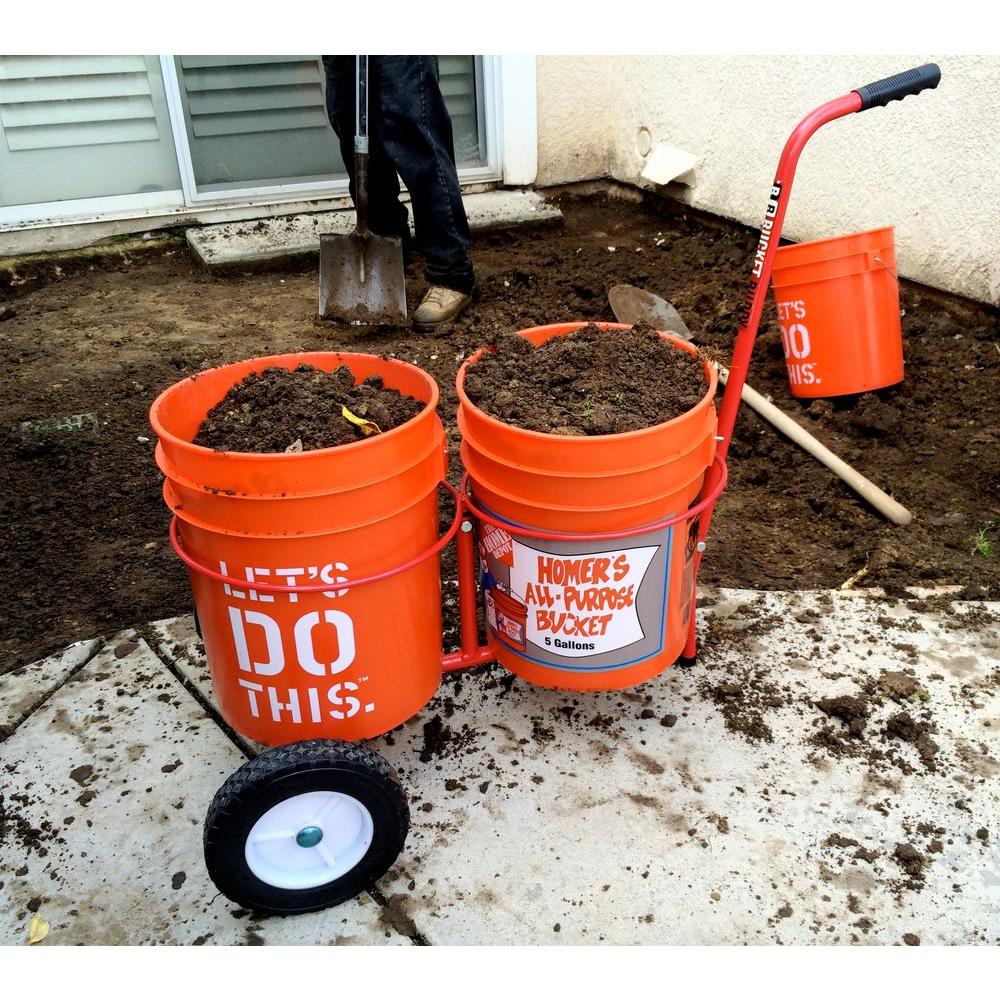 Bucket Buddy 5 Gal Dual Bucket Steel All Purpose Cart In Red