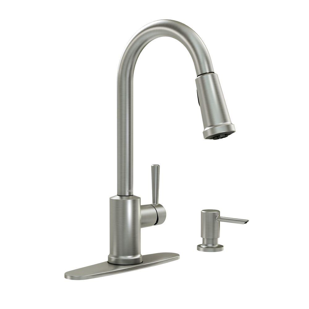 MOEN Indi Single Handle Pull Down Sprayer Kitchen Faucet With