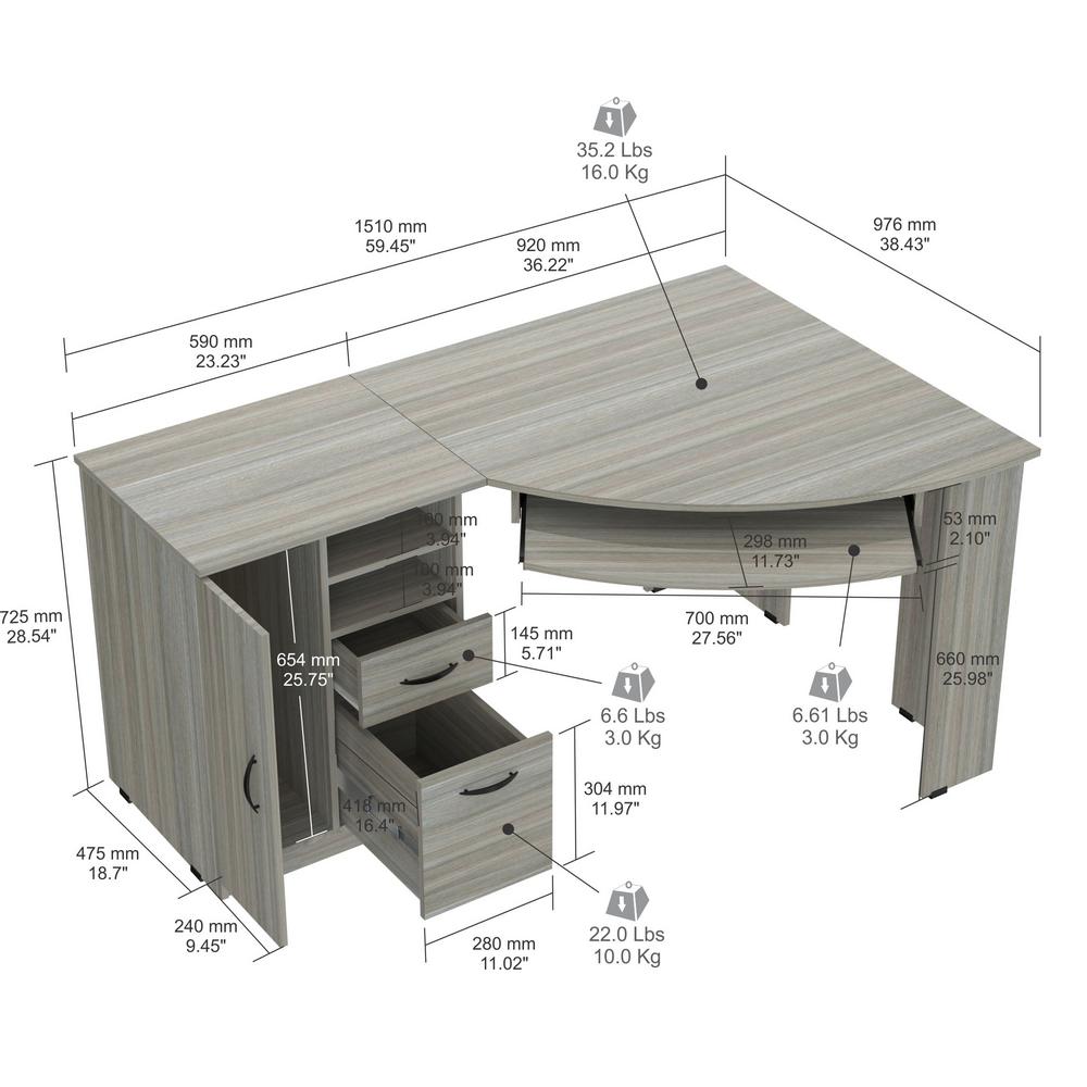 Inval Smoke Oak Corner Workcenter Et 4415 The Home Depot