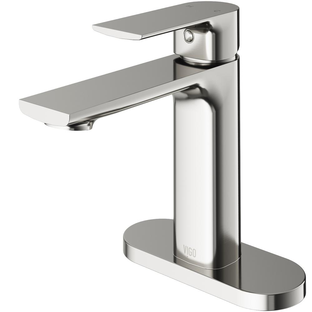 Vigo Davidson Single Hole Single Handle Bathroom Faucet With Deck Plate In Brushed Nickel Vg01043bnk1 The Home Depot