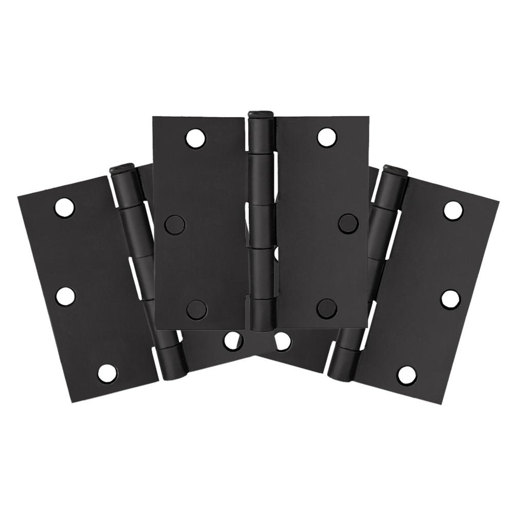 Design House 31/2 in. Square Corner Matte Black Door Hinge Value Pack