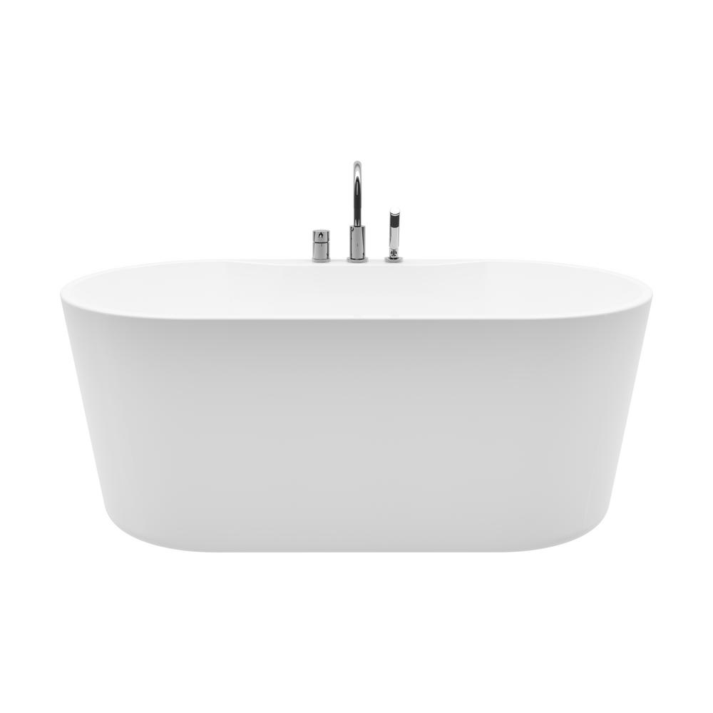 Coral 56 In Acrylic Freestanding Flatbottom Non Whirlpool Bathtub In White All In One Kit