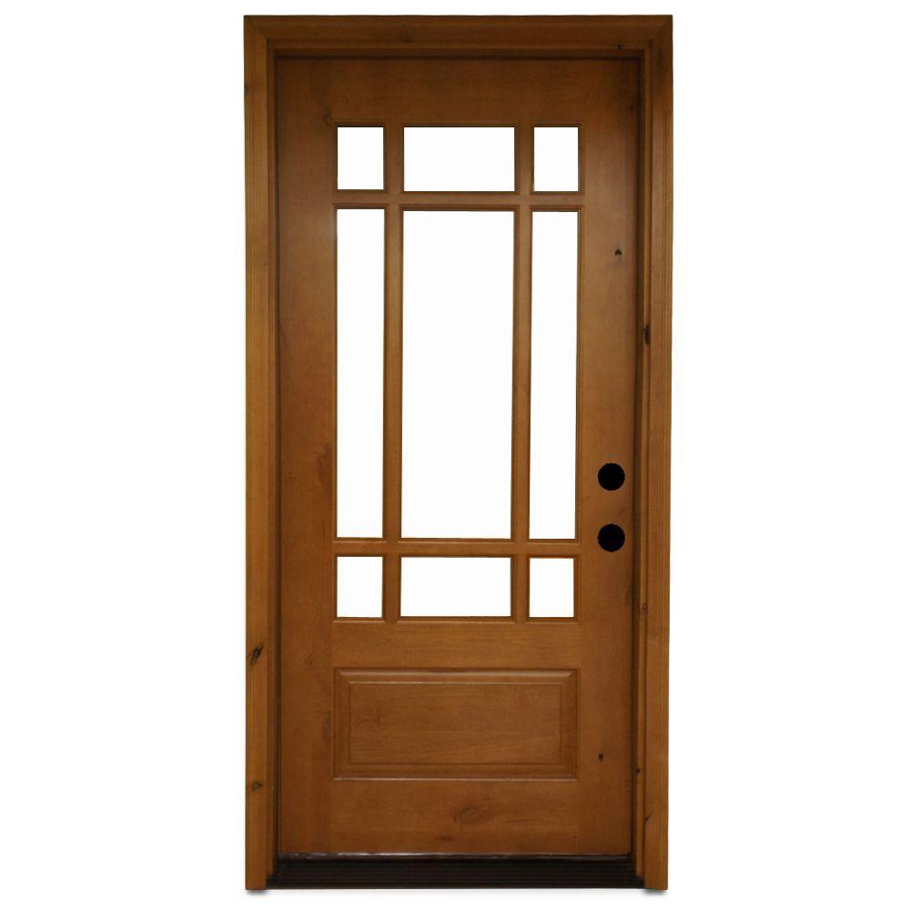 Steves & Sons 36 in. x 80 in. Craftsman 9 Lite Stained Knotty Alder ...
