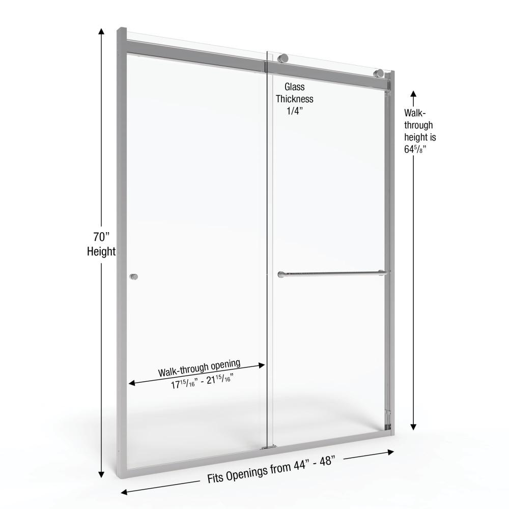 Basco Rotolo 48 In X 70 In Semi Frameless Sliding Shower Door In Chrome With Handle Rtla05b4870xpsv The Home Depot