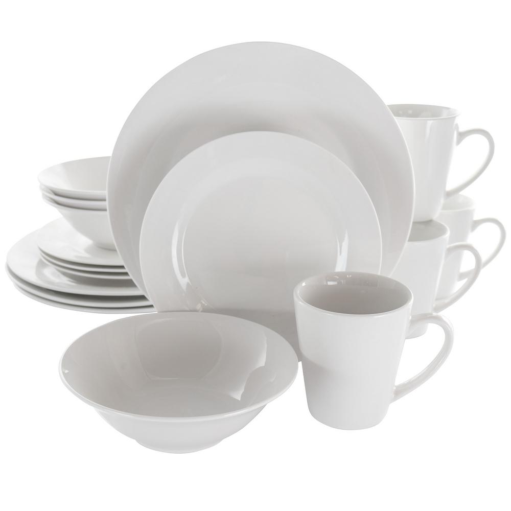 Elama 18-Piece Sienna White Porcelain Dinnerware Set (Service for 4 ...