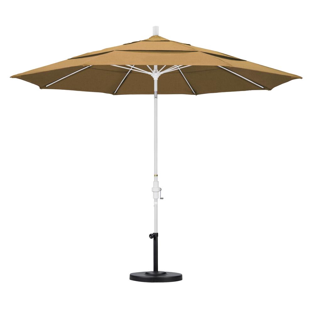 California Umbrella 11 Ft Fiberglass Collar Tilt Double Vented Patio Umbrella In Straw Olefin Gscuf118170 F72 Dwv The Home Depot