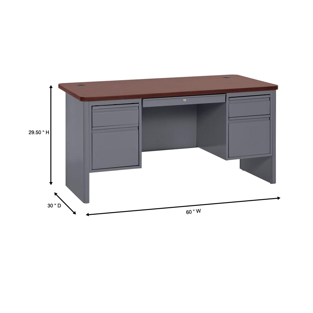 Sandusky 700 Series Double Pedestal Teachers Desk In Charcoal