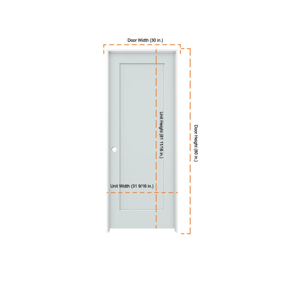 Jeld Wen 30 In X 80 In Madison Light Gray Right Hand Smooth Solid Core Molded Composite Mdf Single Prehung Interior Door