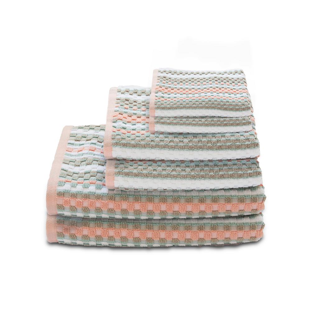 Lintex Zig Zag 6Piece 100 Cotton Bath Towel Set in Coral 868252 The