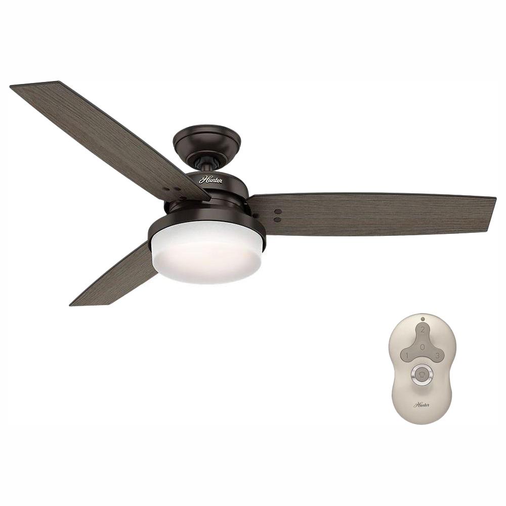 Hunter Sentinel 52 In Led Indoor Premier Bronze Ceiling Fan With Light Kit And Universal Remote