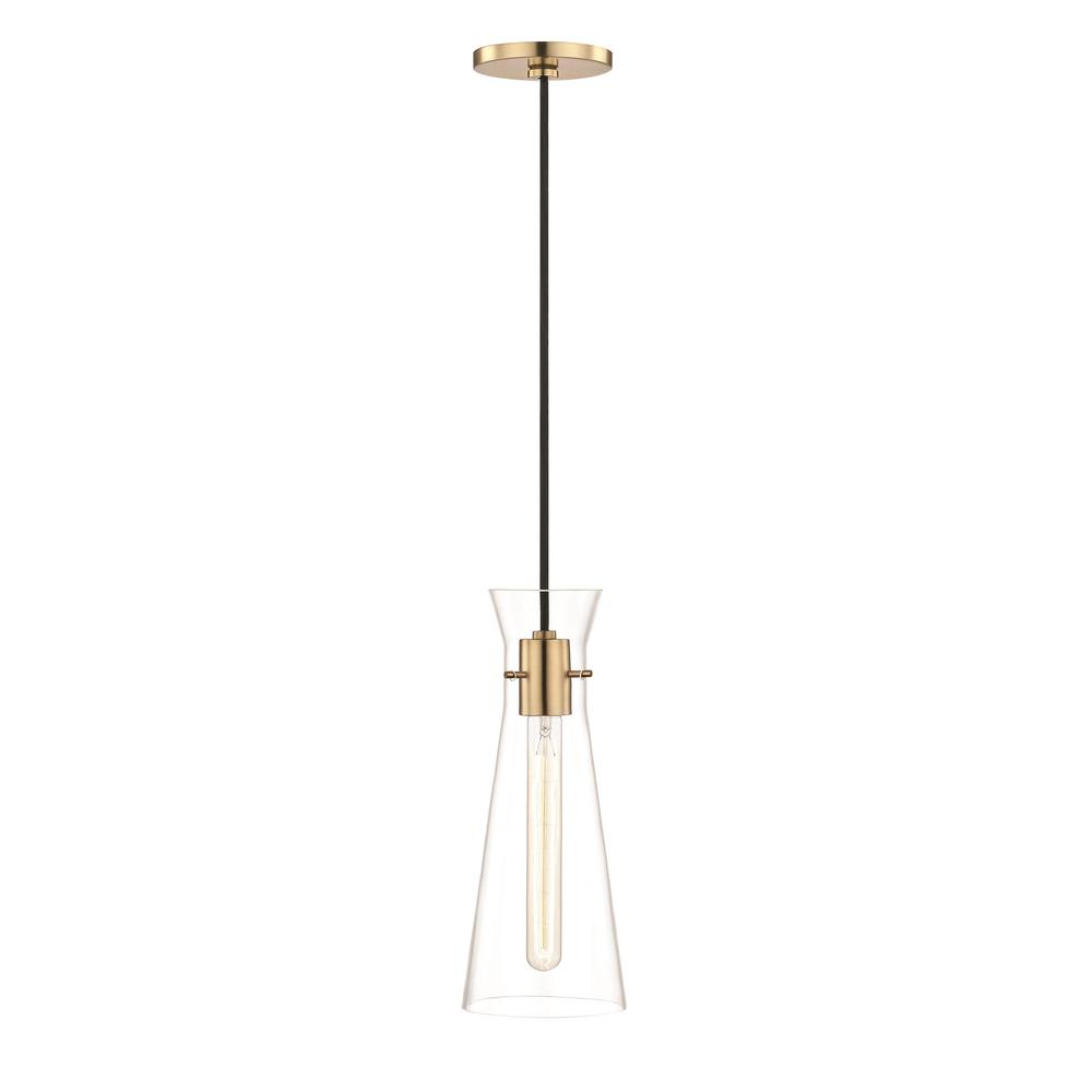 Anya 1 Light Aged Br Pendant With Clear Gl Anya 1 Light Aged Br Pendant With Clear Gl