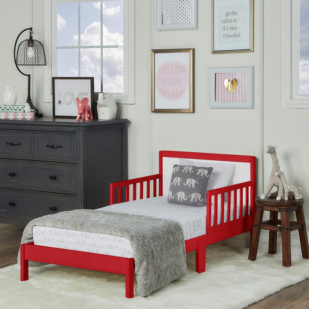 Dream On Me Brookside Red And White Toddler Adjustable Bed 648 Rw