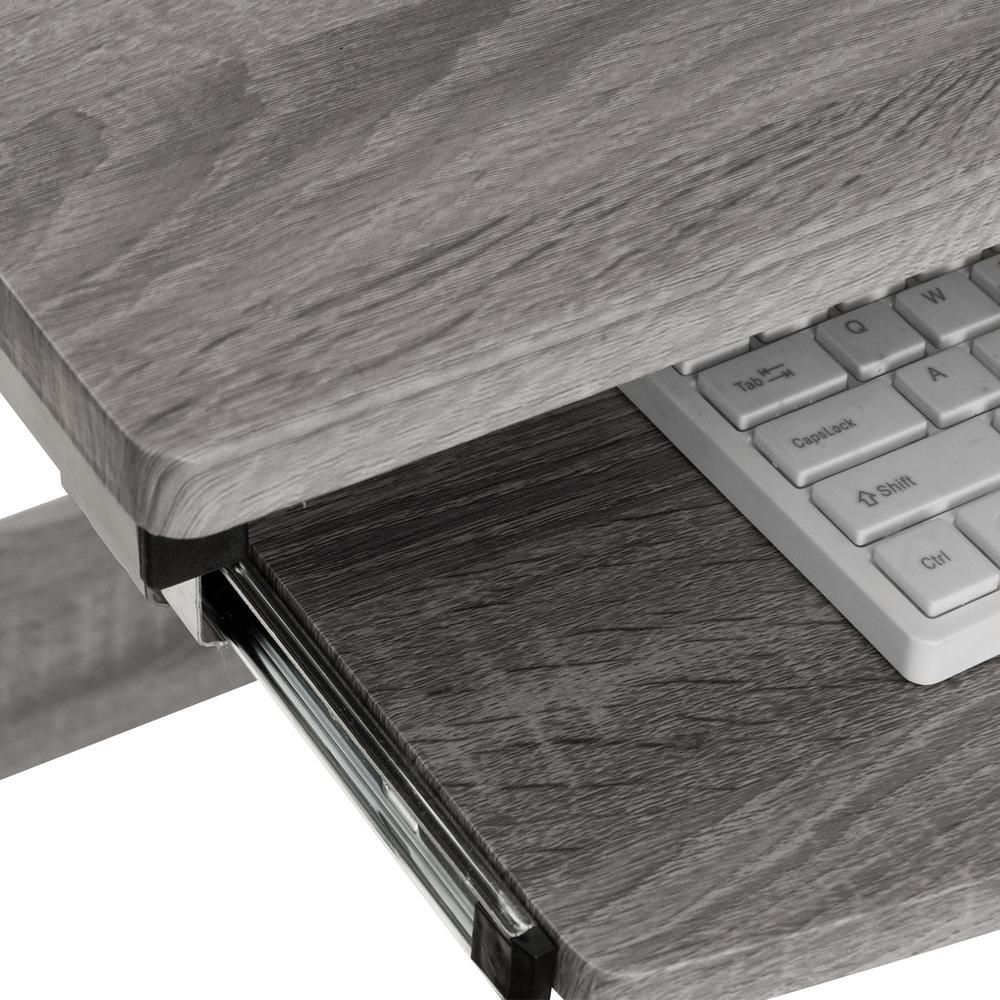 Techni Mobili Grey Computer Workstation Desk With Pull Out