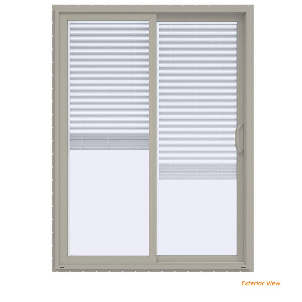 JELDWEN 60 in. x 80 in. V4500 Contemporary Desert Sand Vinyl RightHand Full Lite Sliding