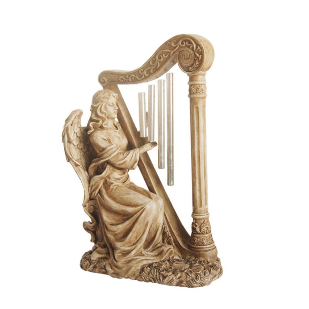 Northlight 16 in. Seated Angel Playing Harp Wind Chime Statue32230537