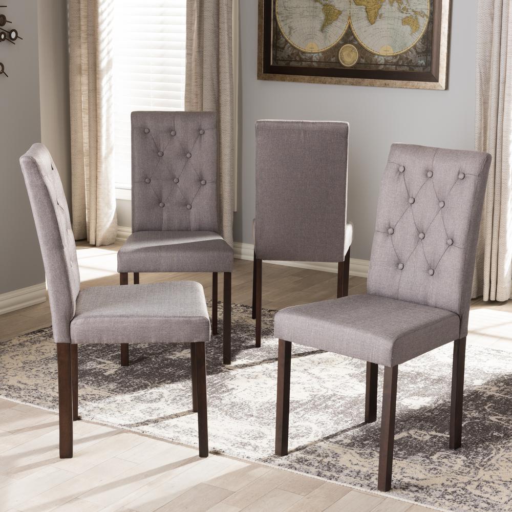 Baxton Studio Gardner Gray Fabric Upholstered Dining Chairs