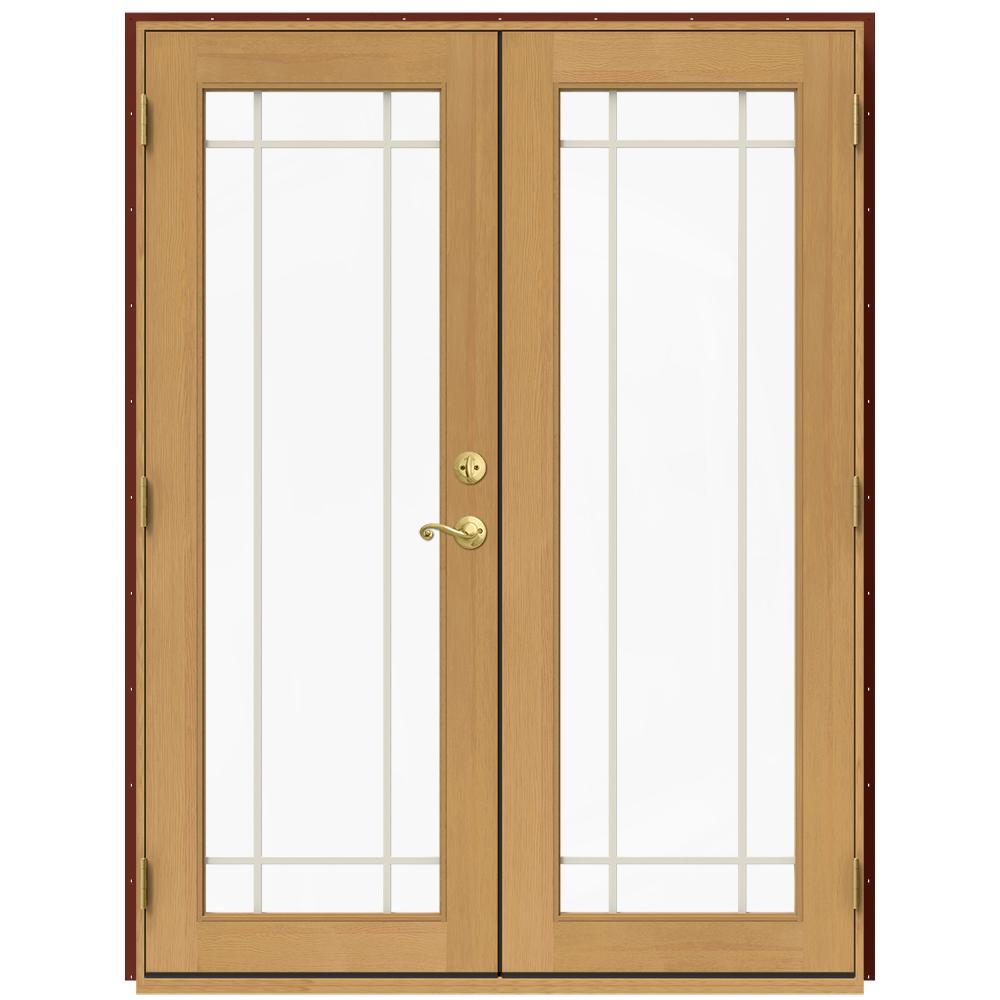 patio doors french door wood exterior depot clad wen jeld compare bronze lite 2500 stained interior hand right