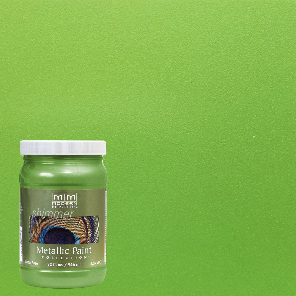 1 Qt Green Apple Water Based Satin Metallic Interior Exterior Paint