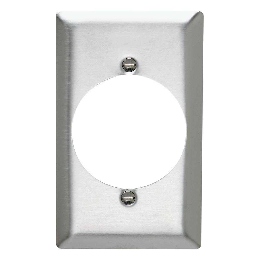 302 Series 1-Gang 2.125 in. Hole Power Outlet Wall Plate in Stainless ...