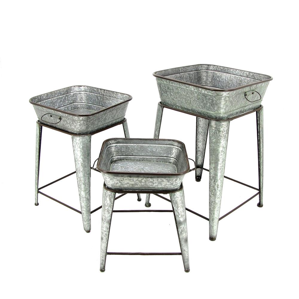 Galvanized Planters Garden Center The Home Depot