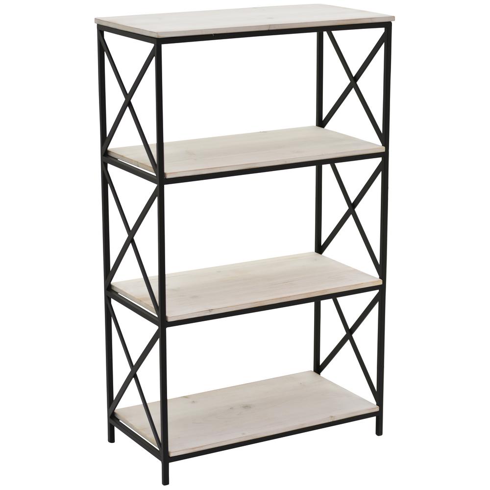 Three Hands 39 25 In Metal Wood Book Shelf In White 26552 The