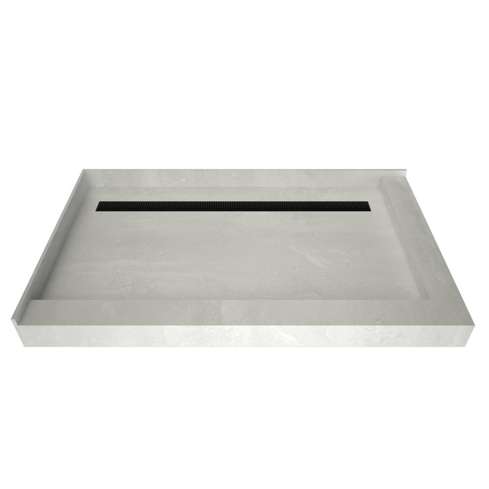 Tile Redi Redi Trench 48 in. x 72 in. Double Threshold Shower Base with Back Drain in Gray and